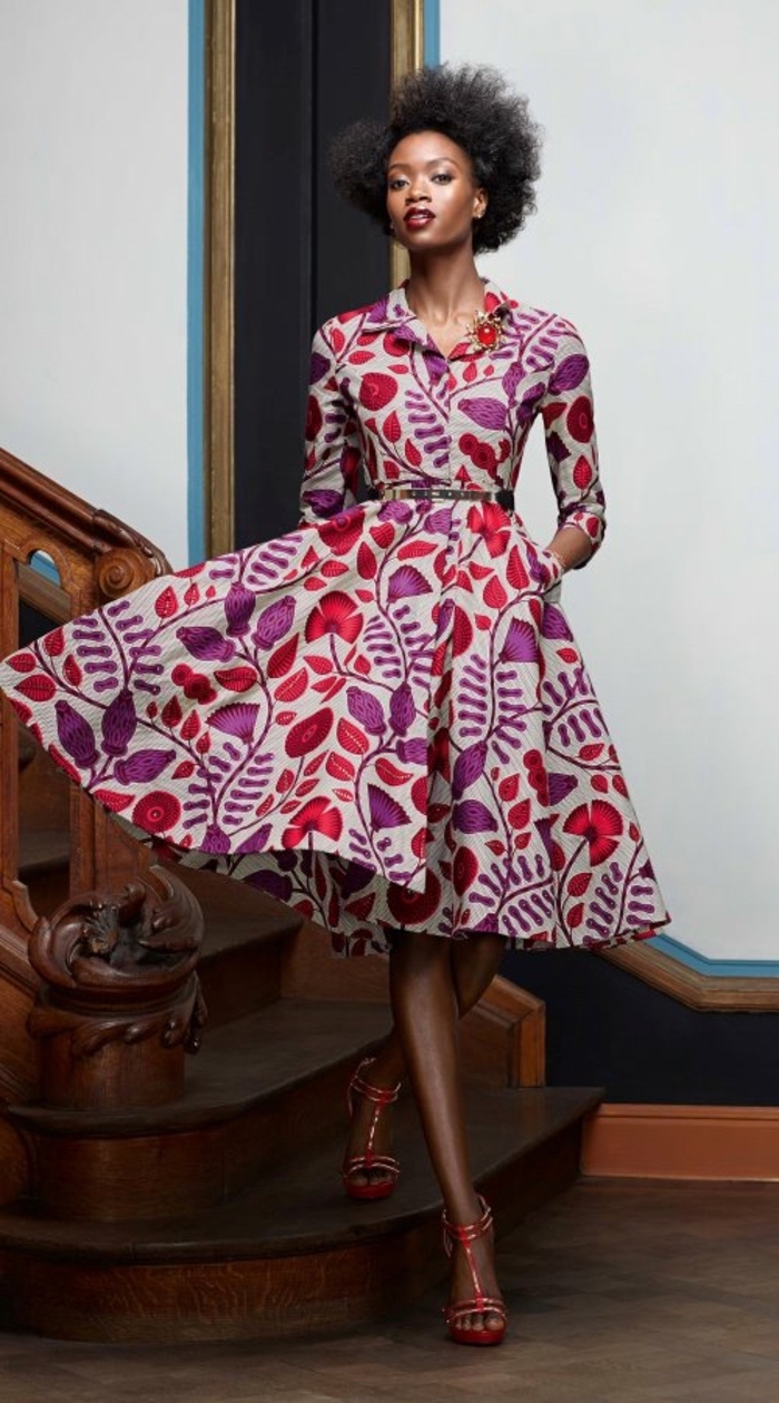Fantastique robe modele robe africaine chic tenue africaine femme robe trapèze rouge beauté 