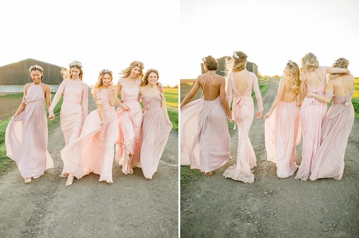 Bohème robe de mariage civil chic robe de mariée simple les amies robe de mariage rose pale 