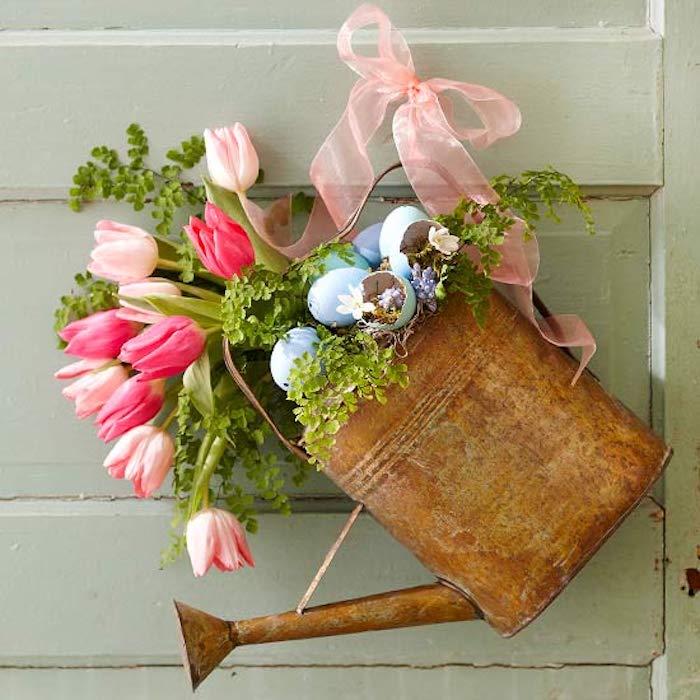 Activités manuelles paques deco de paques idée comment faire originale vase de fleurs tulips pour paques 
