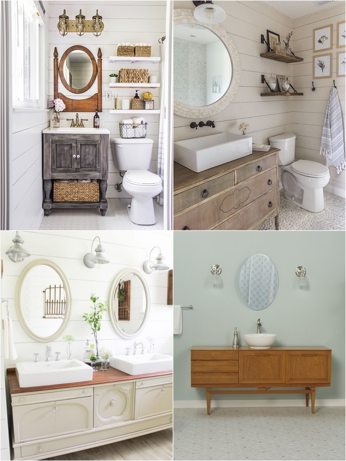 mille idées pour aménager une salle de bain ancienne avec des meubles récup d'aspect vintage