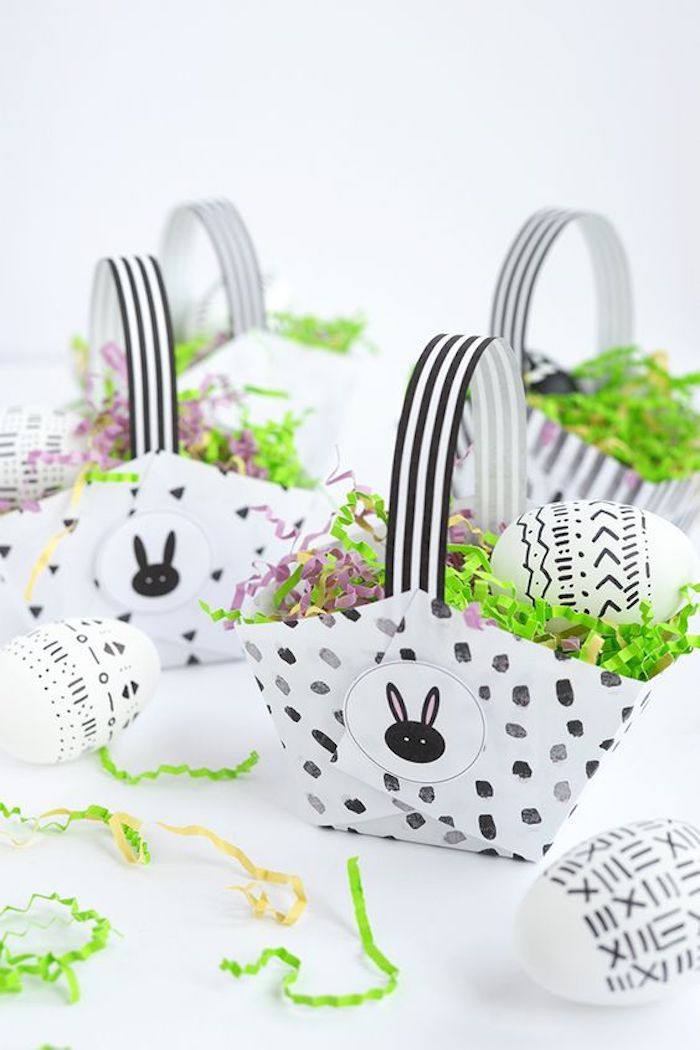 Bricolage de paques déco de Pâques belle déco simple idée basket avec oeufs
