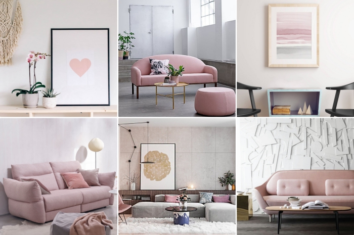 Moderne Salon Rose Et Gris