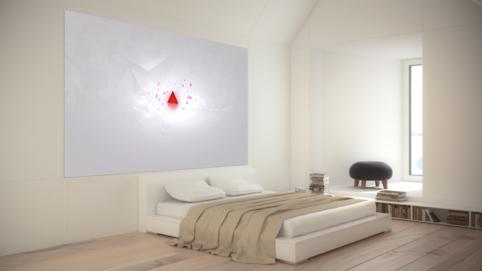 modele chambre parentale moderne minimaliste, décoration design pour chambre adultes, lit bas avec sommier blanc