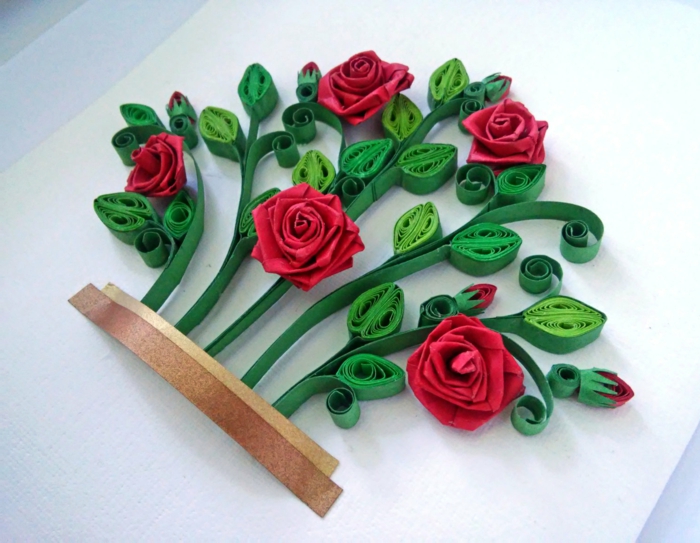 déco fleurie roses créée par une technique facile, tableau artistique 3d