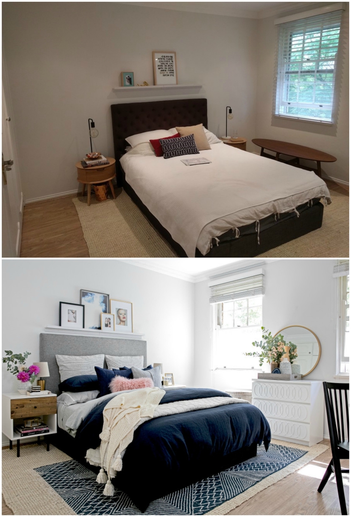 deco chambre parentale avant et après, relooking chambre à coucher avec un petit budget et quelques astuces déco