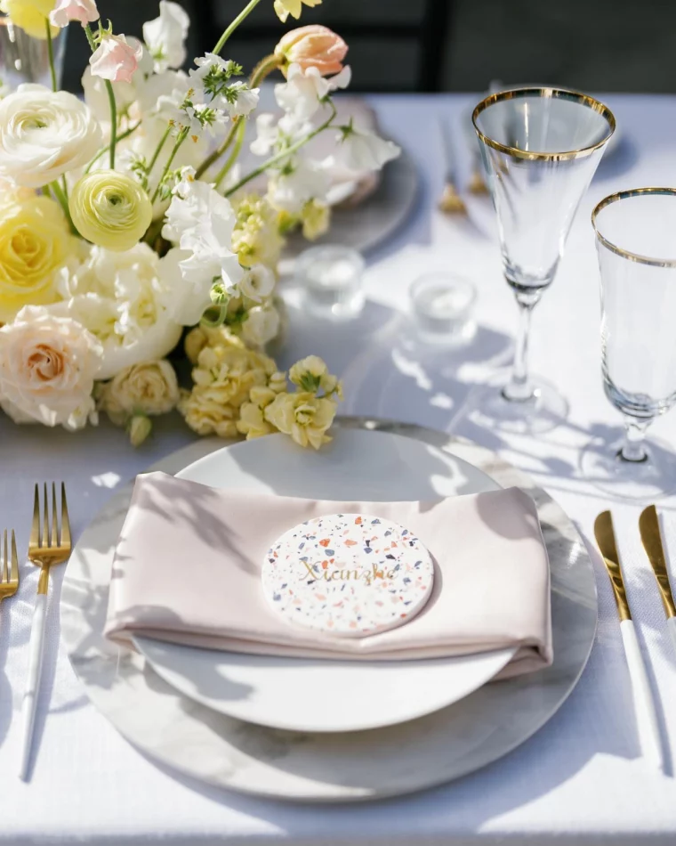 sous verre terrazzo motifs cadeaux invites mariage pas cher