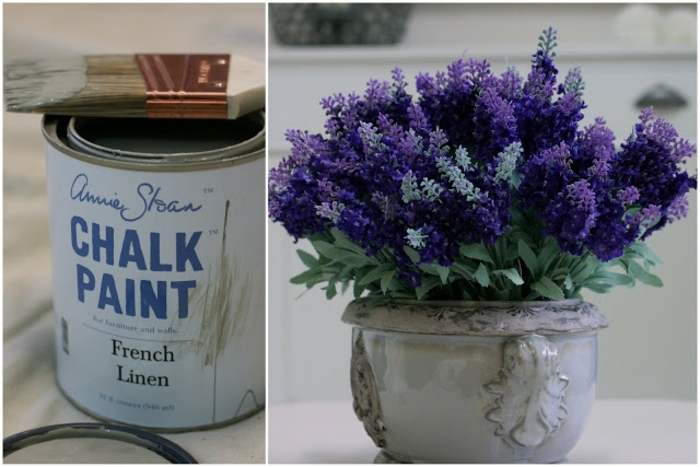 vase ancienne chalk paint, fleurs lilas simples, retaper un meuble ou un objet