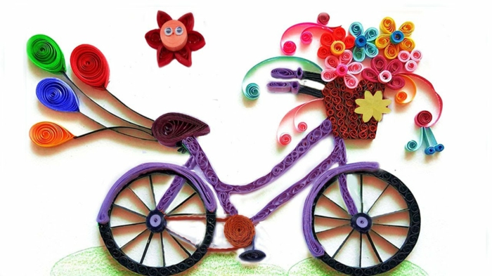 pliage de papier facile, vélo fait en papier, design créatif super artistique et coloré