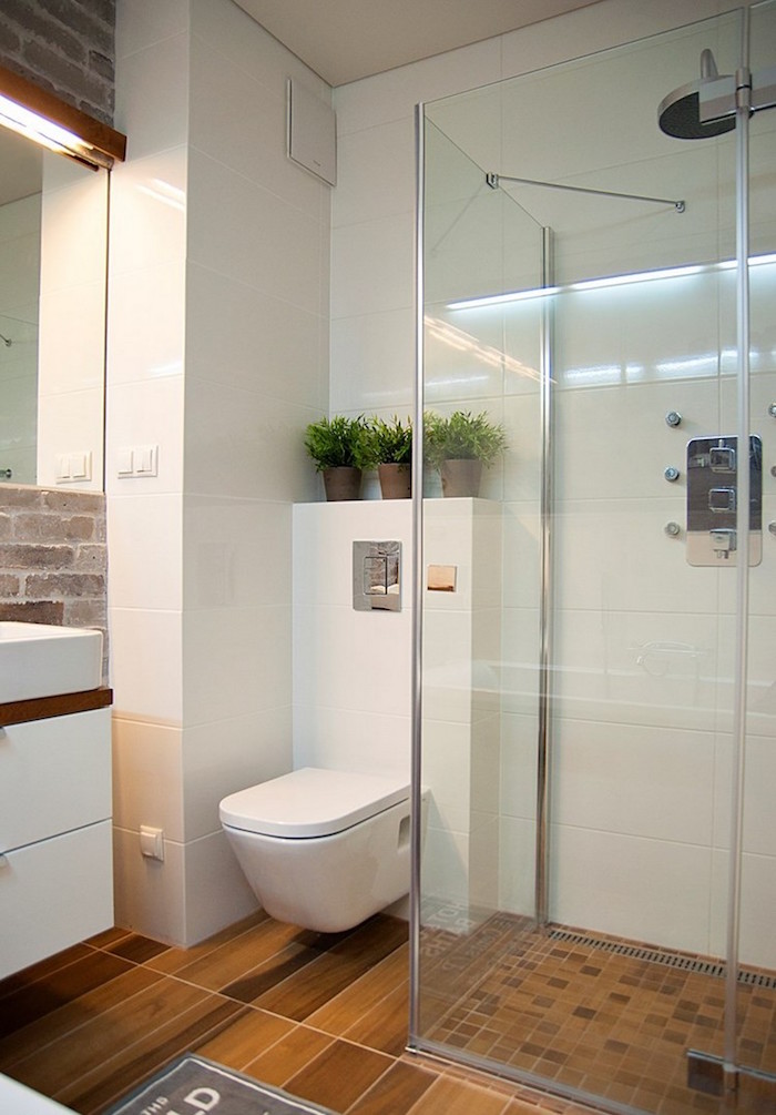 installer douche italienne dans salle de bain petite surface avec toilettes