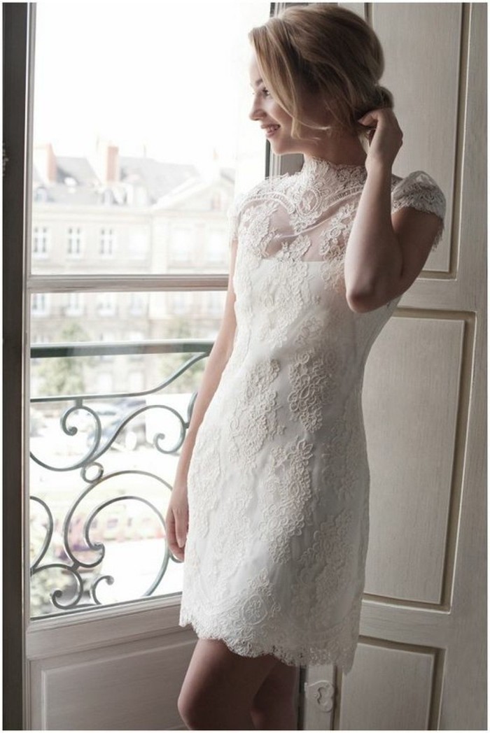 Belle robe de mariée luxe courte dentelle robe mariée 2018 s'habiller bien pour son mariage choisir le style