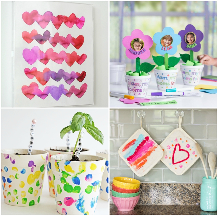 idées de bricolage fête des mères maternelle facile et rapide, activités manuelles créatives avec de la peinture