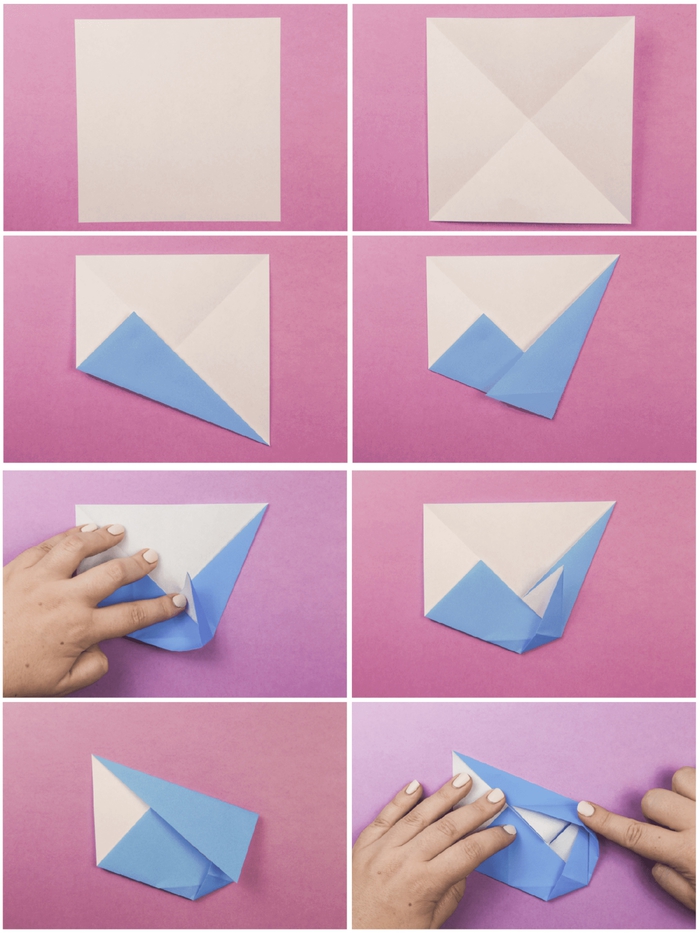 le pas à pas d'une fleur en origami en forme de camélia, les étapes de pliage pour réaliser une fleur origami en peu de temps