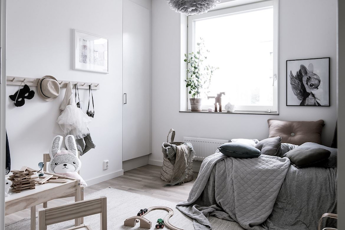 idée de deco chambre nordique avec meubles scandinaves en bois pour enfants