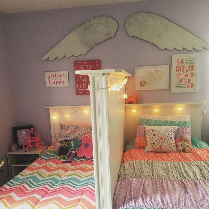 aménagement chambre pour enfants frere et soeur avec séparation de lit
