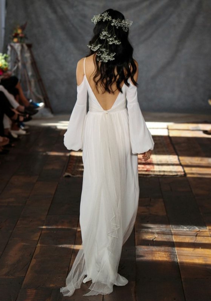 Mariage photo de robe bohème chic robe de mariée longue blanche idée robe de mariage chic et romantique femme habillée