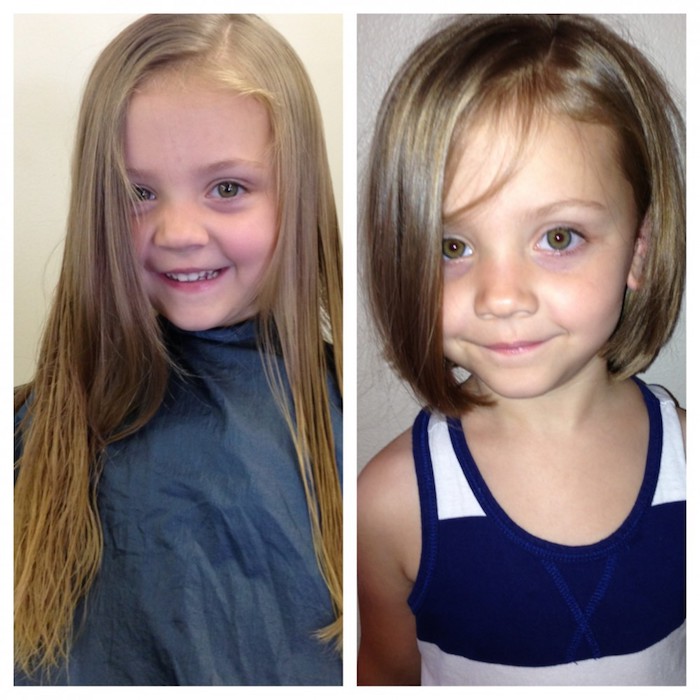 Coupe petite fille cheveux long coupe mi long frange adorable enfant photo avant et après la coupe des cheveux enfant