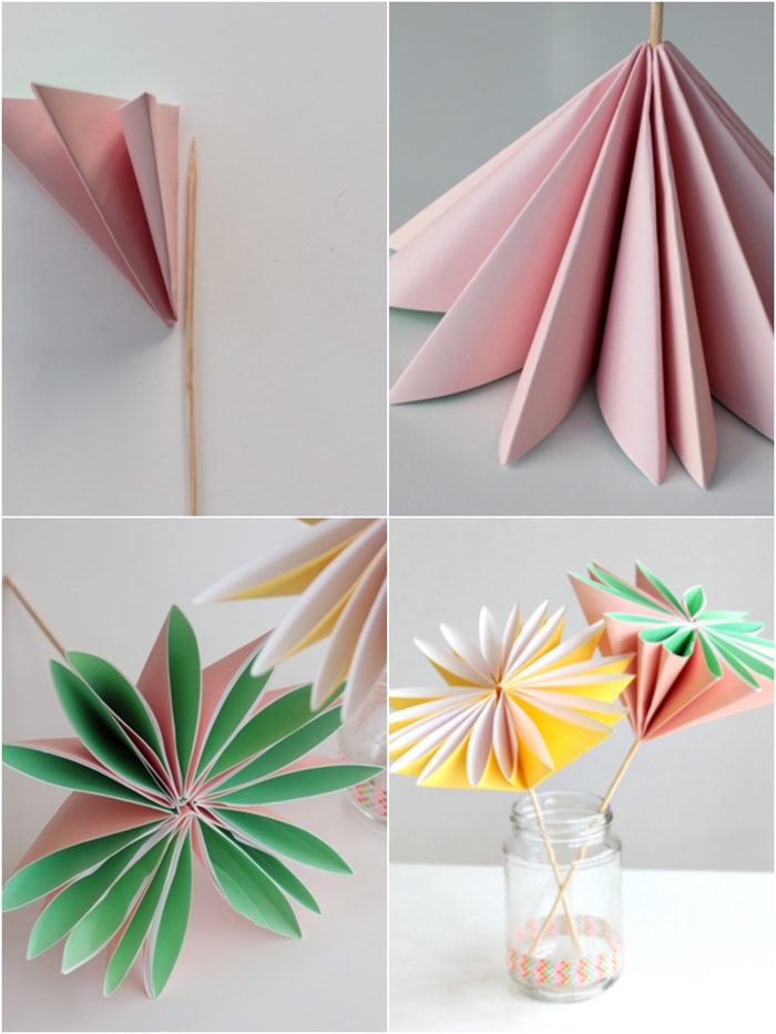 comment faire une fleur en papier pour composer un bouquet éternel original composés de dahlias, pâquerettes origami et des fleurs en papier de soie variées