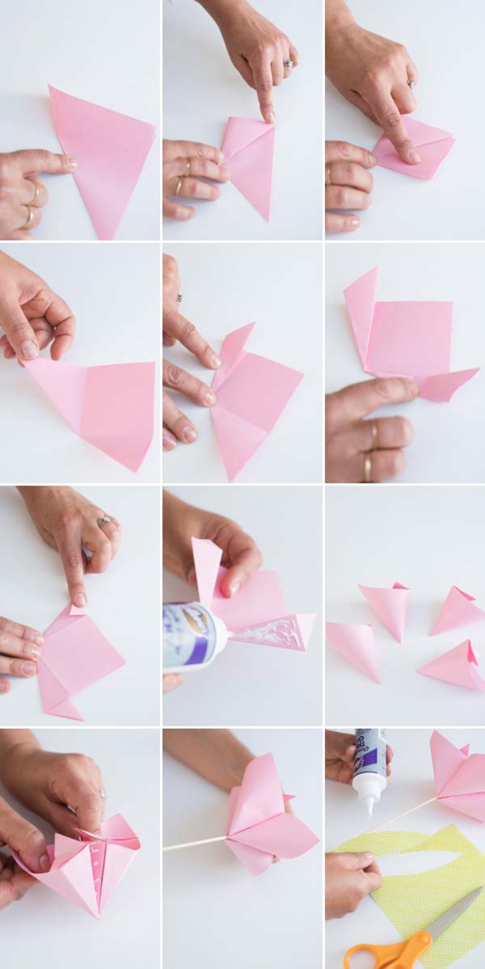 tuto de pliage papier facile pour réaliser soi-même une décoration de gâteau douce et aérienne en cake toppers origami