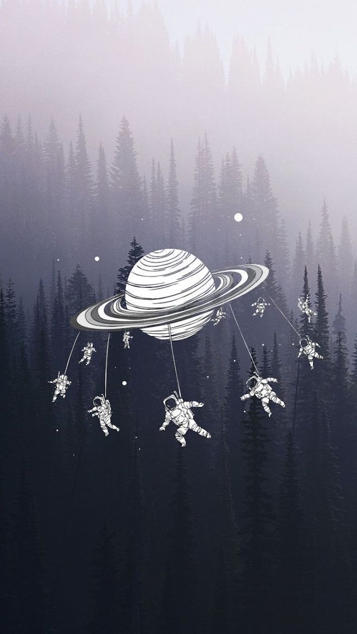 Fond d'écran téléphone fond d'écran verrouillage choisir une photo arriere plan planet et astronautes 