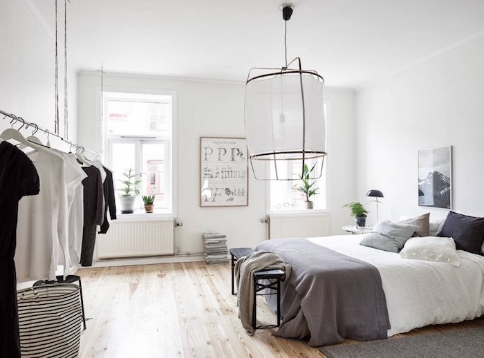 Chambre contemporaine adulte chambre à coucher décoration petite chambre blanc et gris