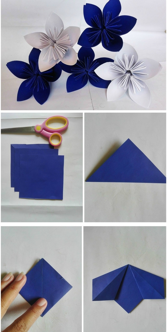 tuto pliage facile pour réaliser de jolies fleurs en origami qu'on peut utiliser comme un joli accent déco, tutoriel origami fleur