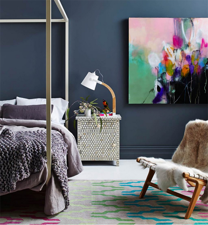 Cool idée comment décorer sa chambre à coucher contemporaine minimaliste chambre bleu et violet tableau de chambre à coucher 