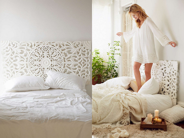 Photo chambre à coucher adulte moderne intérieur design contemporaine appartement stylé bloggueuse femme chambre blanche