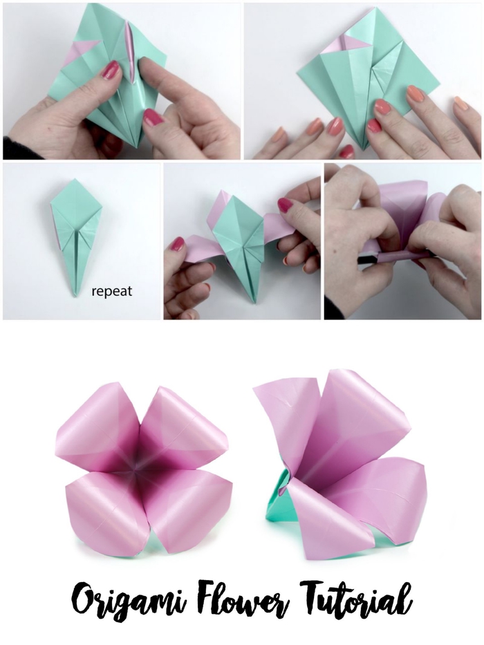 joli modèle d'origami fleur d'iris réalisé en peu de temps grâce 