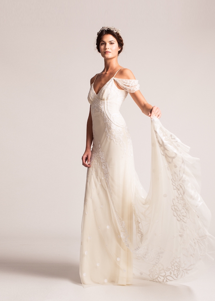 Femme beauté mariage robe de mariée simple et chic robe de marie dentelle robe de merveille blanche greque