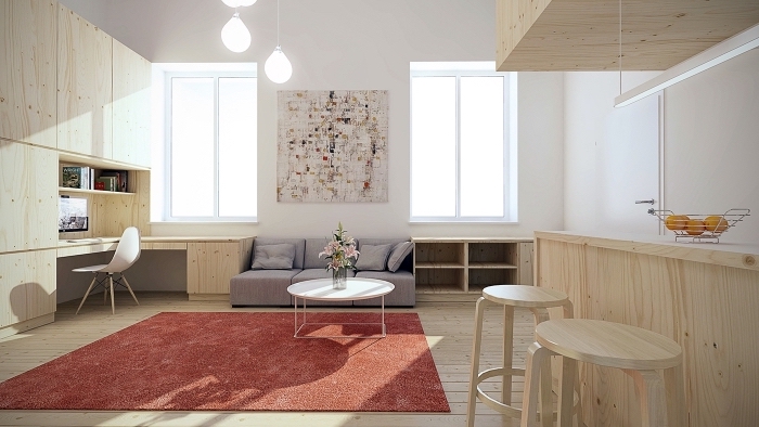 quelle couleur associer avec le blanc pour créer une déco cozy et moderne, intérieur aux murs blancs et meubles de bois clair