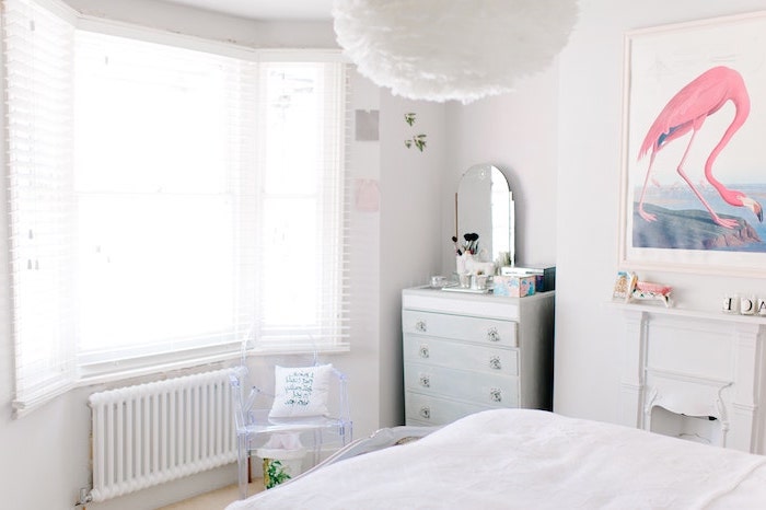 Photo chambre à coucher adulte moderne intérieur design contemporaine flamingo tableau mur decoration