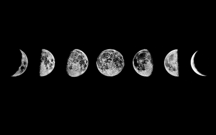 Les phases de la lune comment elle change avec le temps image noir et blanc photo originale pour ordinateur 