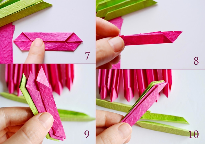 tuto origami facile pour réaliser une déco de table fleurie en fleur de lotus en papier aux couleurs vitaminées