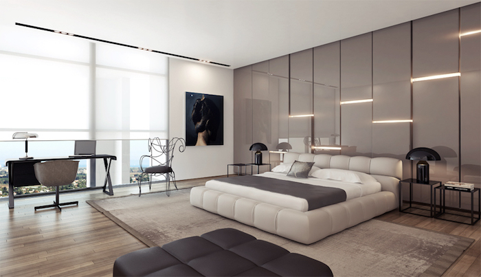 La plus belle chambre à coucher gris et beige style moderne inspiration deco photo