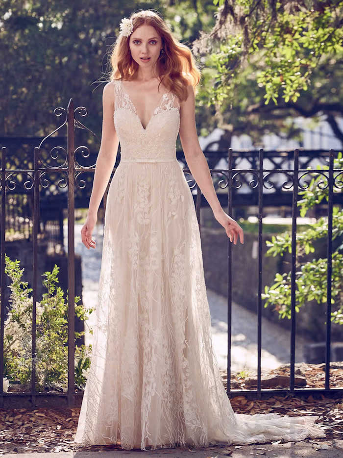 Robe de mariée 2018 robe dentelle mariage luxueuse robe de mariage magnifique robe de mariee rose pale