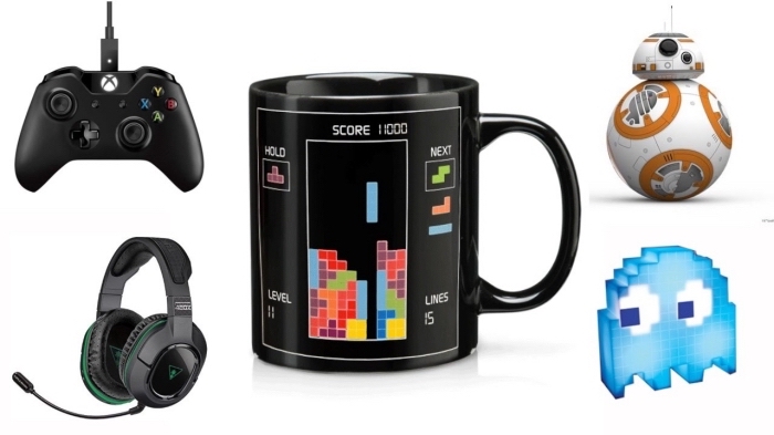 modèles d'accessoires et objets de périphérie PC à offrir à un père qui aime les jeux PC, modèle de mug noir à design jeux vidéos