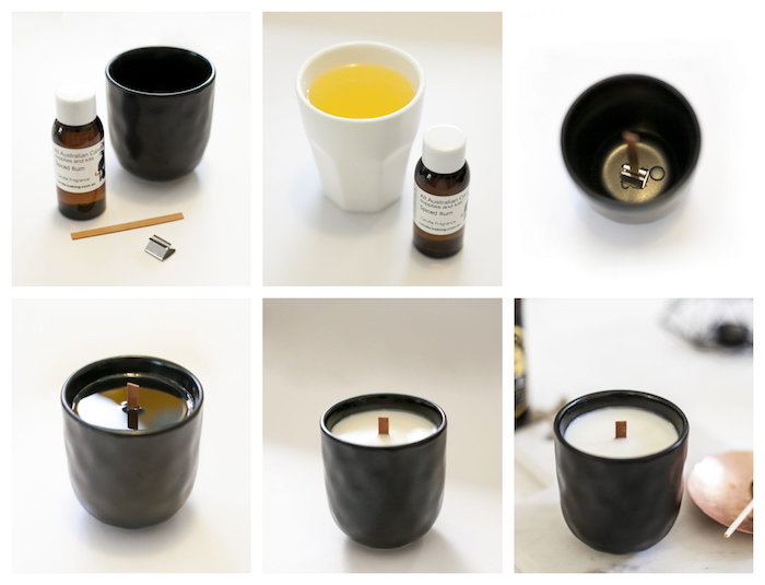 modele de cadeau fete des peres a fabriquer, une bougie aromatique homme dans une tasse noire
