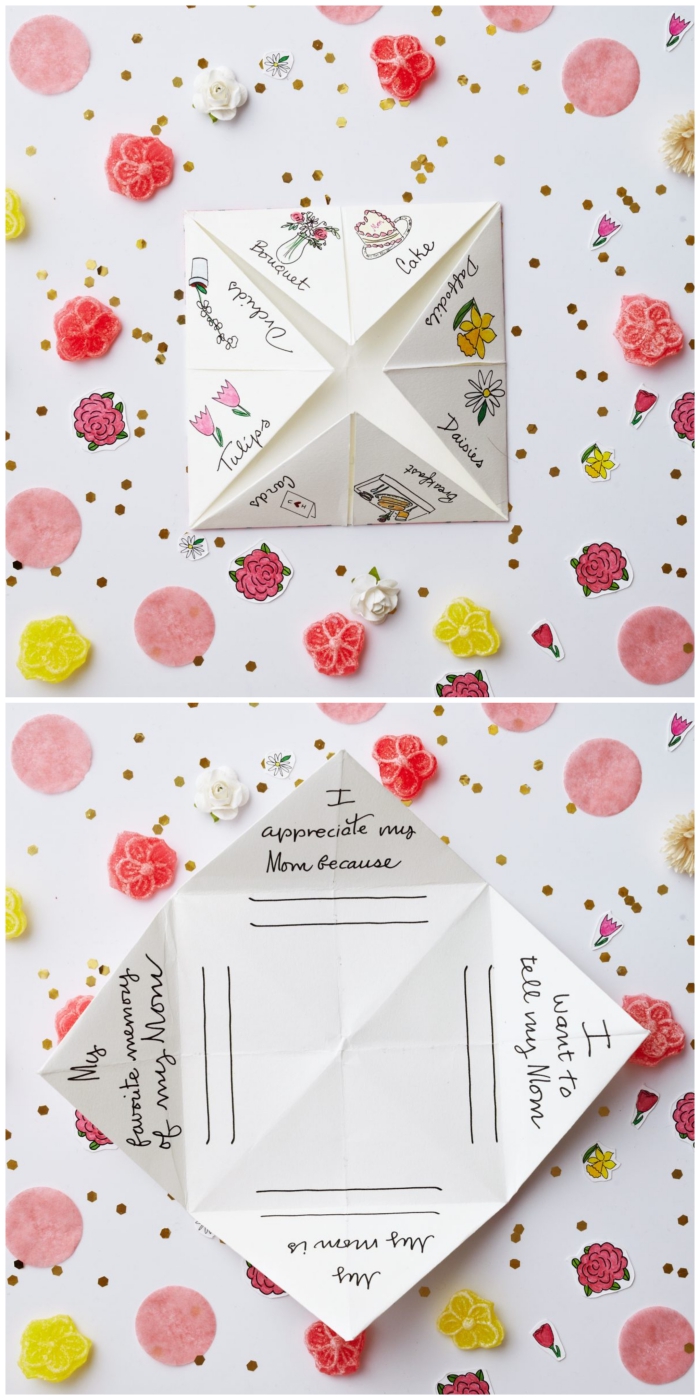 joli printable pour faire une cocotte spécial fête des mères, à joli motif rose et une écriture manuscrite