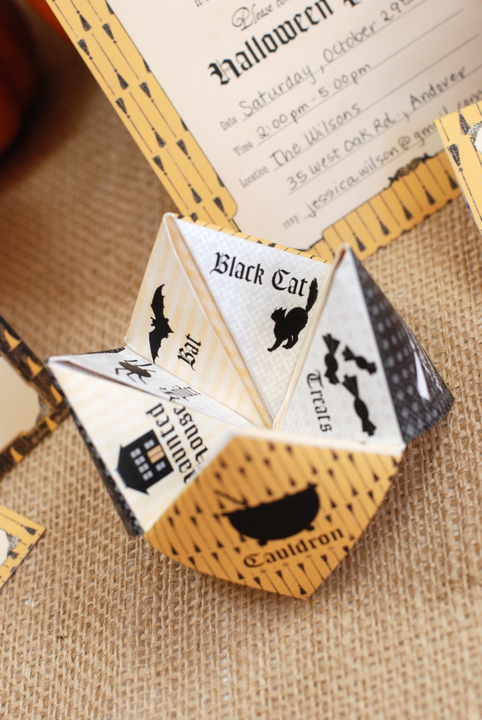 créer une carte d'invitation pour halloween à partir d'un modèle de cocotte origami à imprimer et à plier soi-même