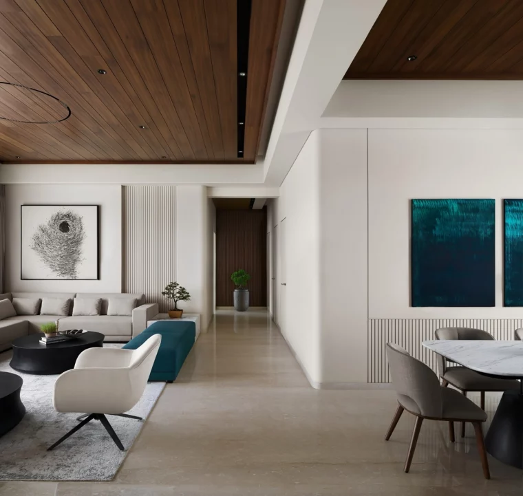amenagement d un salon moderne ouvert salle a manger table marbre