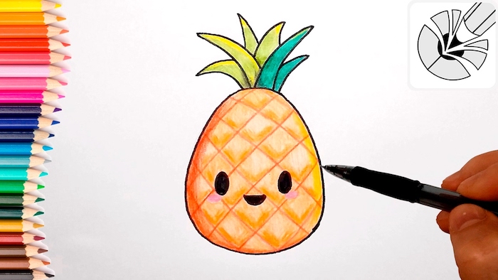Dessin cute dessin ananas chouette idée dessin ado simple fille dessiner un ananas mignon dessin