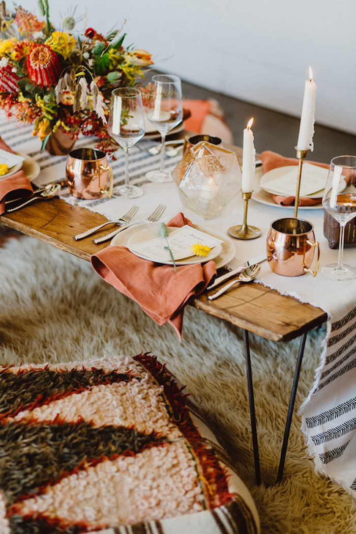 Menu de mariage décoration de table mariage thématique idée comment décorer la table mariage bohème