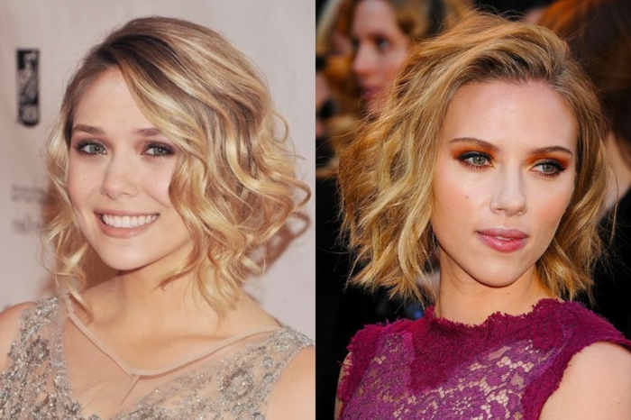 Scarlett Johansson portant un carré blond mi-long, les tenues et les coiffures des stars