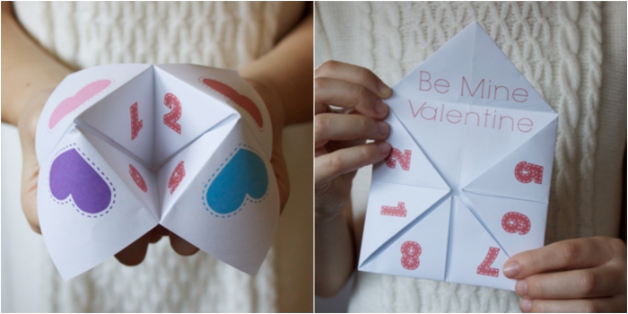 comment faire une cocotte en papier pour la fête de l'amour, jolie salière à motifs coeurs, téléchargeable gratuitment