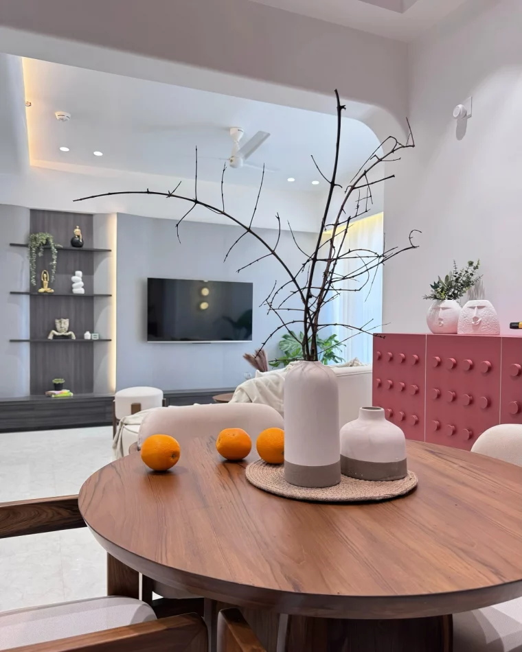 eclairage plafond suspendu rangement murale etageres suspendues salle a manger chic et moderne
