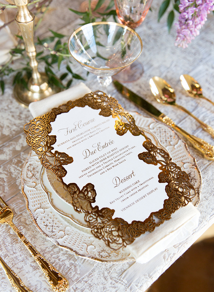 Menu mariage décoration de table mariage décoration luxueuse doré menu de mariage 