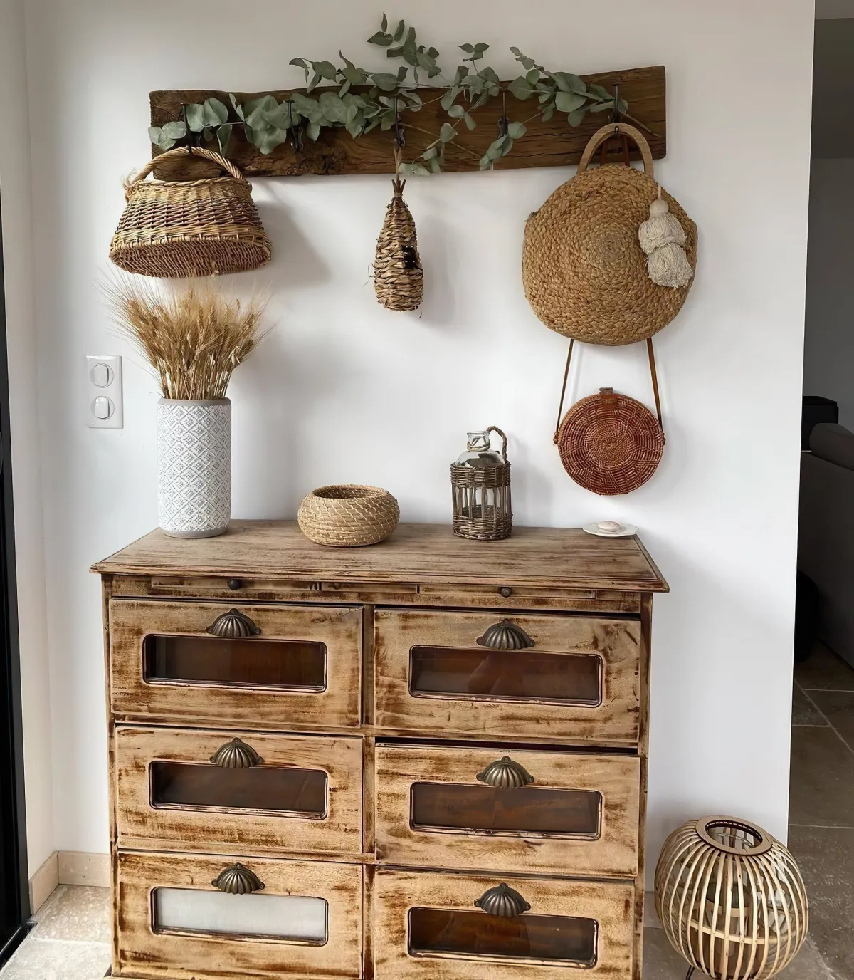 meuble en bois rustique porte manteau simple deco boho