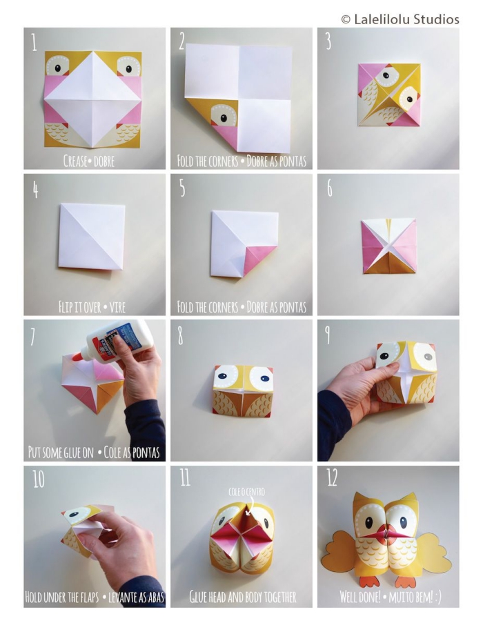 idée de bricolage maternelle ludique sur le thème des enfants, les gabarits et les étapes de pliage origami animaux facile gratuit