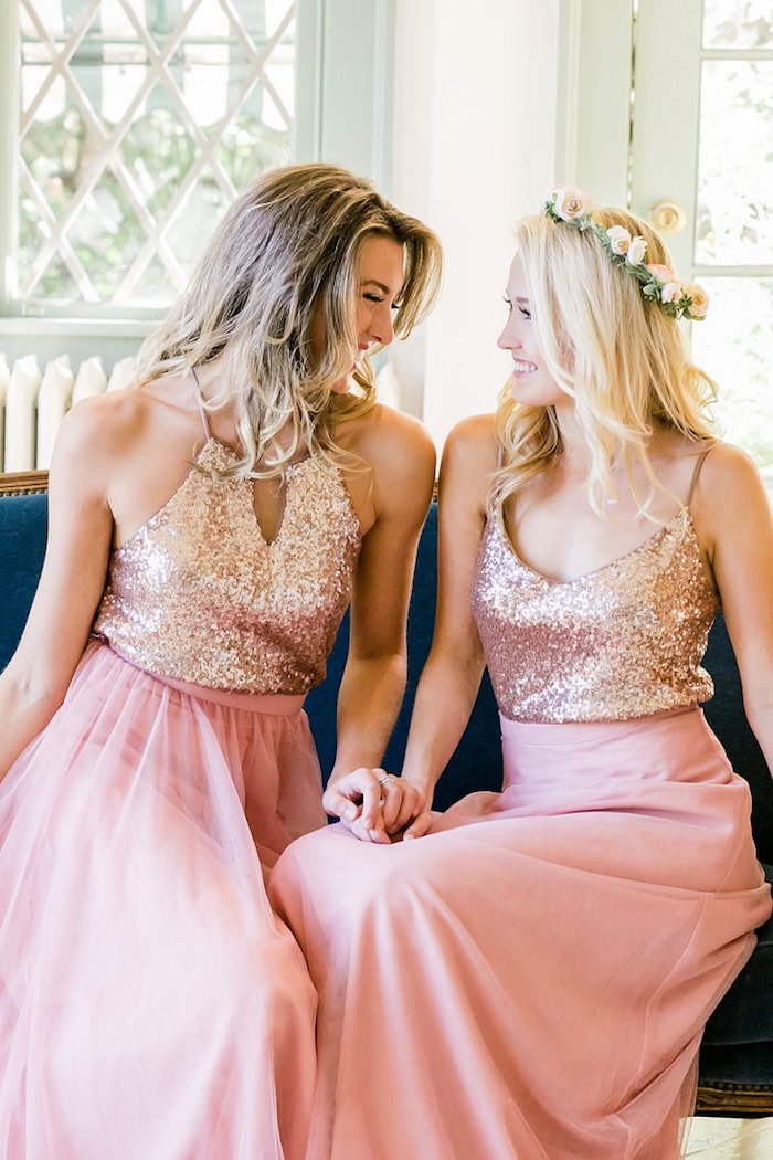 Magnifique idеe tenue habillée pour mariage savoir comment s’habiller robe longue rose pale top paillettée