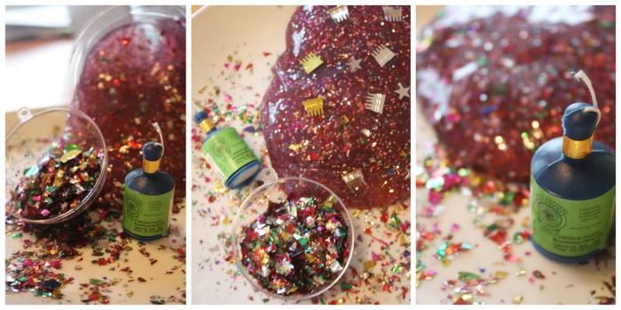 recette slime festif à paillettes et à confettis, à réaliser avec les enfants pour la fête de la fin d'année